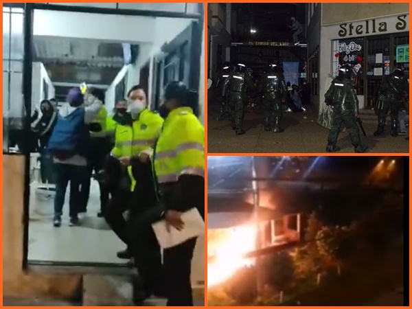 Noche de tensión en Pasto: varios retenidos, dos CAI´s incendiados y algunos heridos en manifestaciones