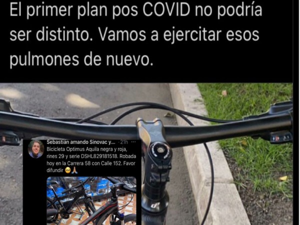 Un hurto viral: “Plan pos COVID” montar en bici, dos horas después, “me acaban de atracar”