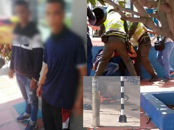 robando en Barranquilla y les quemaron la moto