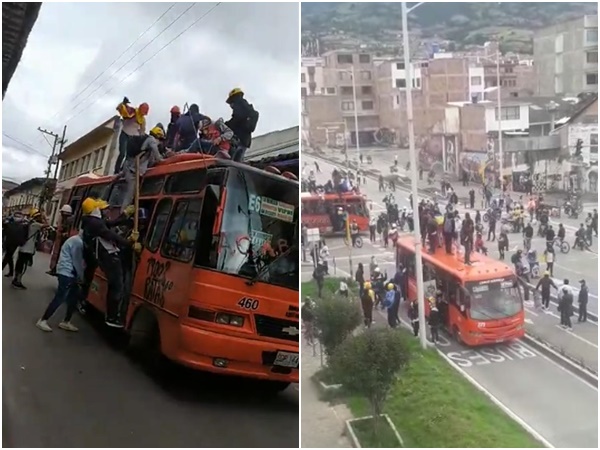 Tensión en Pasto: manifestantes se tomaron ochos buses de servicio público