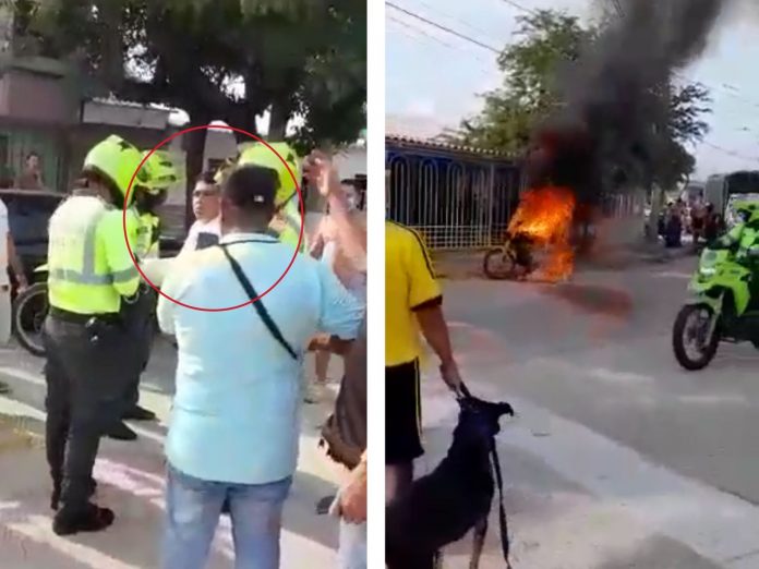 licencia quemó la moto en Barranquilla