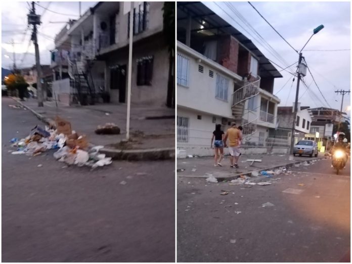 Quejas y malestar en Ulpiano Lloreda, las calles quedaron llenas de basura tras la verbena