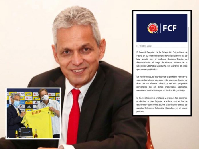 The FCF "agreed with Professor Reinaldo Rueda, his dismissal from the position" of DT