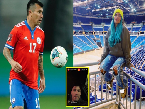 The Chilean soccer player Gary Medel, furious because they did not let him enter the Karol G concert