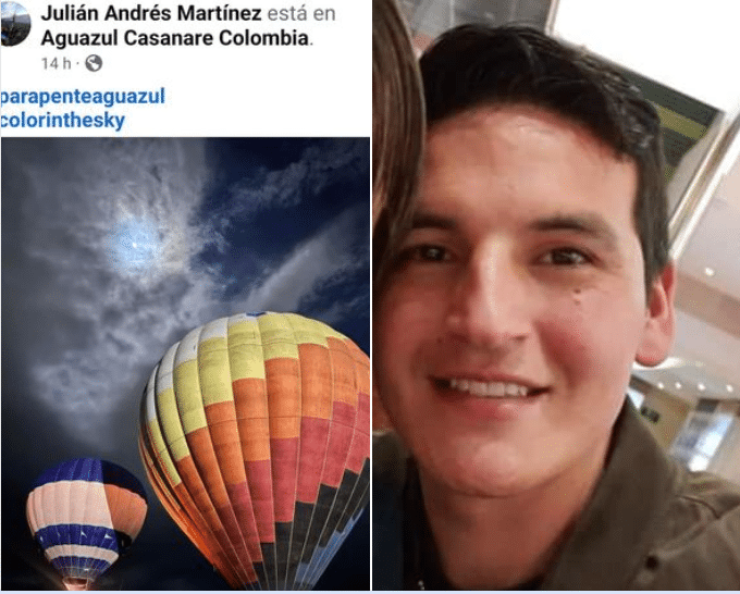 Julián Martínez is the paraglider who lost his life trying to stop a hot air balloon in Aguazul, Casanare